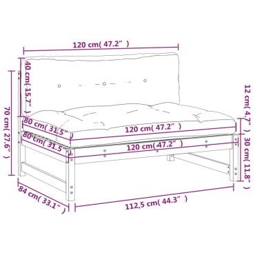 vidaXL Καναπές Μεσαίος Γκρι 120x80cm από Μασίφ Ξύλο Πεύκου