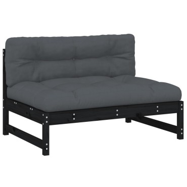 vidaXL Καναπές Μεσαίος Μαύρος 120x80cm από Μασίφ Ξύλο Πεύκου