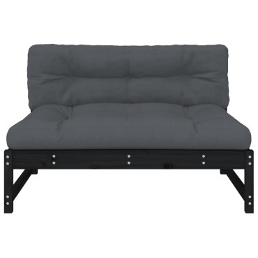 vidaXL Καναπές Μεσαίος Μαύρος 120x80cm από Μασίφ Ξύλο Πεύκου