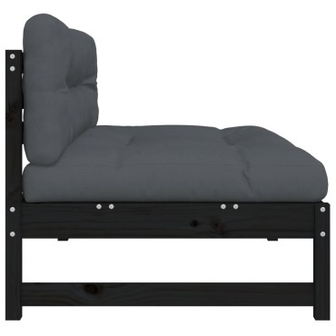 vidaXL Καναπές Μεσαίος Μαύρος 120x80cm από Μασίφ Ξύλο Πεύκου