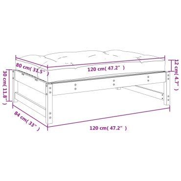 vidaXL Υποπόδιο Κήπου 120x80cm από Μασίφ Ξύλο Πεύκου 1 τεμ. Γωνιακός