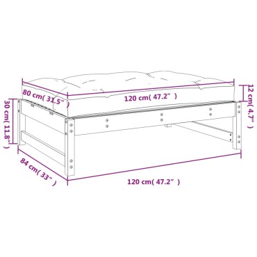 vidaXL Υποπόδιο Κήπου 120x80cm από Μασίφ Ξύλο Πεύκου 1 τεμ. Γωνιακός