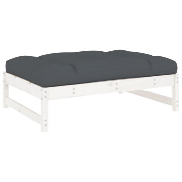 vidaXL Υποπόδιο Κήπου Λευκό 120x80cm από Μασίφ Ξύλο Πεύκου 1 τεμ. Γωνιακός