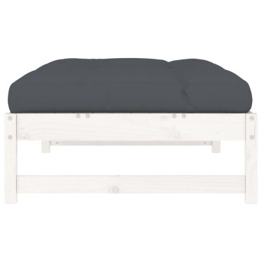 vidaXL Υποπόδιο Κήπου Λευκό 120x80cm από Μασίφ Ξύλο Πεύκου 1 τεμ. Γωνιακός