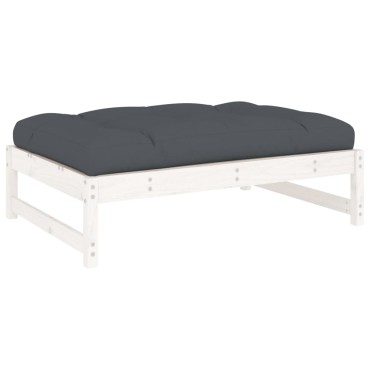 vidaXL Υποπόδιο Κήπου Λευκό 120x80cm από Μασίφ Ξύλο Πεύκου 1 τεμ. Γωνιακός