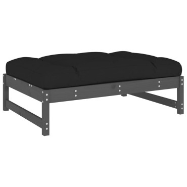 vidaXL Υποπόδιο Κήπου Γκρι 120x80cm από Μασίφ Ξύλο Πεύκου 1 τεμ. Γωνιακός