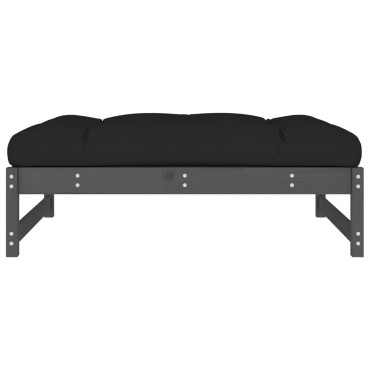 vidaXL Υποπόδιο Κήπου Γκρι 120x80cm από Μασίφ Ξύλο Πεύκου 1 τεμ. Γωνιακός