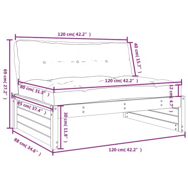 vidaXL Καναπές Μεσαίος 120x80cm από Μασίφ Ξύλο Πεύκου