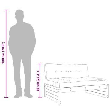 vidaXL Καναπές Μεσαίος 120x80cm από Μασίφ Ξύλο Πεύκου