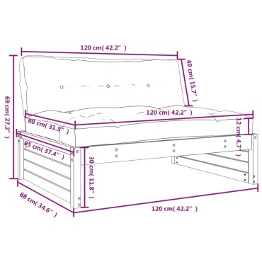 vidaXL Καναπές Μεσαίος 120x80cm από Μασίφ Ξύλο Ψευδοτσούγκας