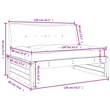 vidaXL Καναπές Μεσαίος 120x80cm από Εμποτισμένο Ξύλο Πεύκου
