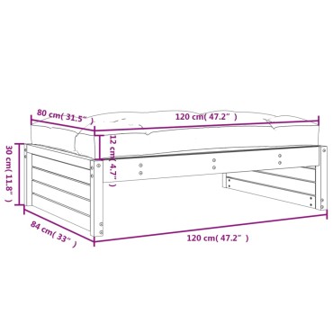 vidaXL Υποπόδιο Κήπου 120x80cm από Μασίφ Ξύλο Πεύκου 1 τεμ. Γωνιακός