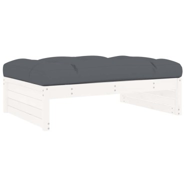 vidaXL Υποπόδιο Κήπου Λευκό 120x80cm από Μασίφ Ξύλο Πεύκου 1 τεμ. Γωνιακός