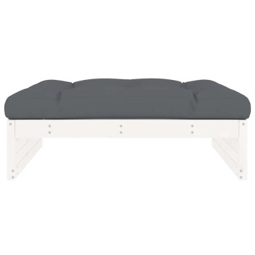 vidaXL Υποπόδιο Κήπου Λευκό 120x80cm από Μασίφ Ξύλο Πεύκου 1 τεμ. Γωνιακός
