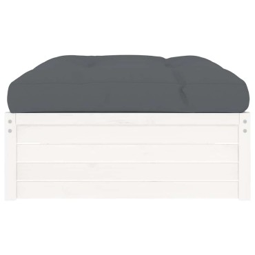 vidaXL Υποπόδιο Κήπου Λευκό 120x80cm από Μασίφ Ξύλο Πεύκου 1 τεμ. Γωνιακός