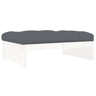 vidaXL Υποπόδιο Κήπου Λευκό 120x80cm από Μασίφ Ξύλο Πεύκου 1 τεμ. Γωνιακός