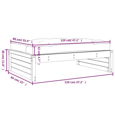 vidaXL Υποπόδιο Κήπου Λευκό 120x80cm από Μασίφ Ξύλο Πεύκου 1 τεμ. Γωνιακός