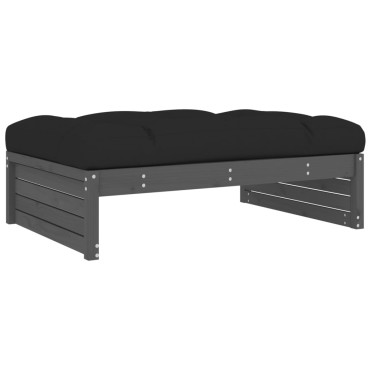 vidaXL Υποπόδιο Κήπου Γκρι 120x80cm από Μασίφ Ξύλο Πεύκου 1 τεμ. Γωνιακός