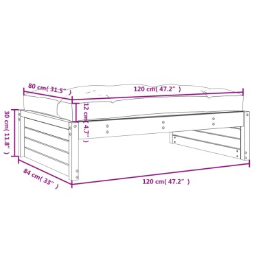 vidaXL Υποπόδιο Κήπου Μελί 120x80cm από Μασίφ Ξύλο Πεύκου 1 τεμ. Γωνιακός