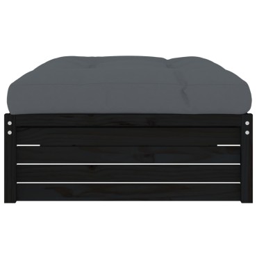vidaXL Υποπόδιο Κήπου Μαύρο 120x80cm από Μασίφ Ξύλο Πεύκου 1 τεμ. Γωνιακός