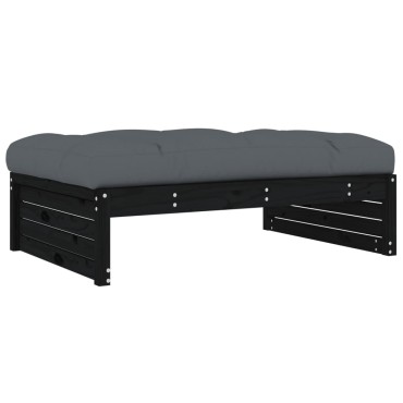 vidaXL Υποπόδιο Κήπου Μαύρο 120x80cm από Μασίφ Ξύλο Πεύκου 1 τεμ. Γωνιακός