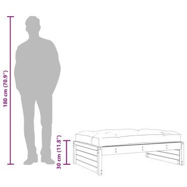 vidaXL Υποπόδιο Κήπου Μαύρο 120x80cm από Μασίφ Ξύλο Πεύκου 1 τεμ. Γωνιακός