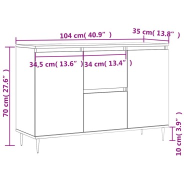 vidaXL Μπουφές Sonoma Δρυς 104x35x70cm από Επεξεργασμένο Ξύλο 1 τεμ.