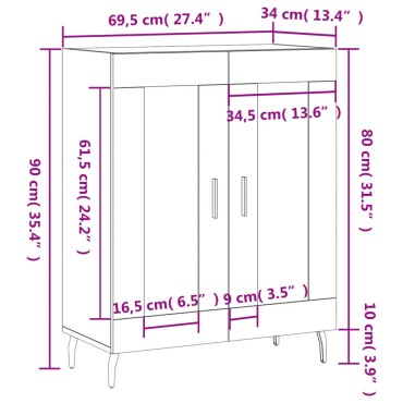 vidaXL Ντουλάπι Λευκό 69,5x34x90cm από Επεξεργασμένο Ξύλο 1 τεμ.