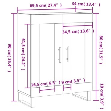 vidaXL Ντουλάπι Λευκό 69,5x34x90cm από Επεξεργασμένο Ξύλο 1 τεμ.