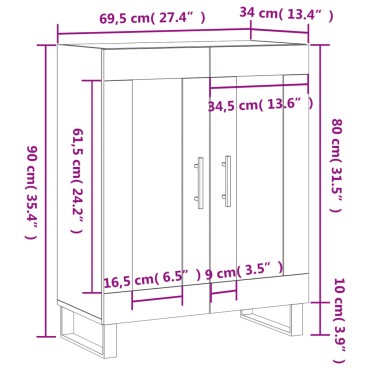 vidaXL Ντουλάπι Γυαλιστερό Λευκό 69,5x34x90cm Επεξεργασμένο Ξύλο 1 τεμ.