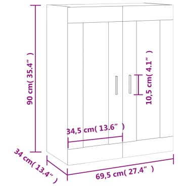 vidaXL Ντουλάπι Τοίχου Καφέ Δρυς 69,5x34x90cm 1 τεμ.
