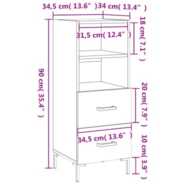 vidaXL Ντουλάπι Μαύρο 34,5x34x90cm από Επεξεργασμένο Ξύλο 1 τεμ.