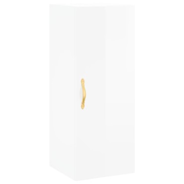 vidaXL Ντουλάπι Τοίχου Γυαλιστερό Λευκό 34,5x34x90cm 1 τεμ.
