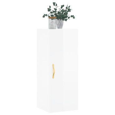 vidaXL Ντουλάπι Τοίχου Γυαλιστερό Λευκό 34,5x34x90cm 1 τεμ.