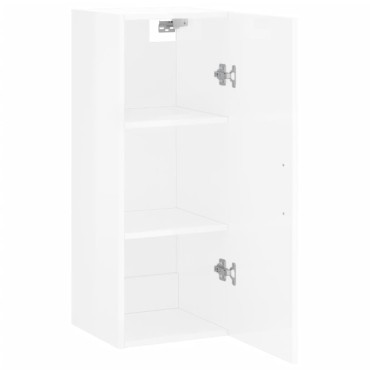 vidaXL Ντουλάπι Τοίχου Γυαλιστερό Λευκό 34,5x34x90cm 1 τεμ.
