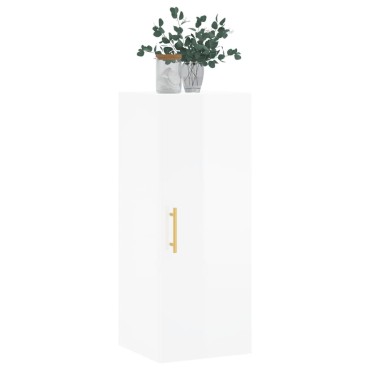vidaXL Ντουλάπι Τοίχου Γυαλιστερό Λευκό 34,5x34x90cm 1 τεμ.