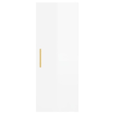 vidaXL Ντουλάπι Τοίχου Γυαλιστερό Λευκό 34,5x34x90cm 1 τεμ.
