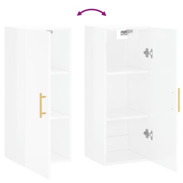 vidaXL Ντουλάπι Τοίχου Γυαλιστερό Λευκό 34,5x34x90cm 1 τεμ.