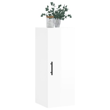vidaXL Ντουλάπι Τοίχου Γυαλιστερό Λευκό 34,5x34x90cm 1 τεμ.