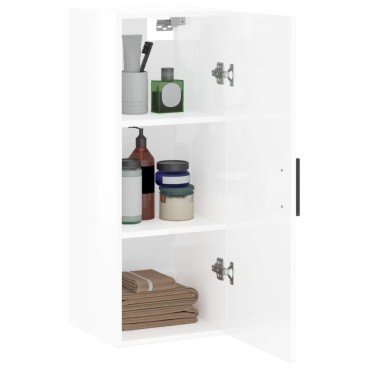 vidaXL Ντουλάπι Τοίχου Γυαλιστερό Λευκό 34,5x34x90cm 1 τεμ.