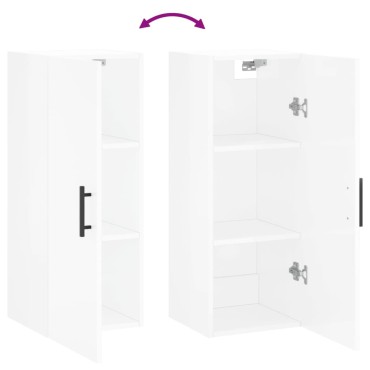 vidaXL Ντουλάπι Τοίχου Γυαλιστερό Λευκό 34,5x34x90cm 1 τεμ.
