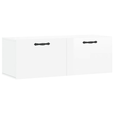 vidaXL Ντουλάπι Τοίχου Γυαλ. Λευκό 100x36,5x35cm Επεξεργ. Ξύλο 1 τεμ.