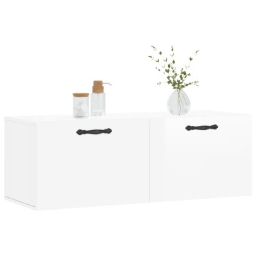 vidaXL Ντουλάπι Τοίχου Γυαλ. Λευκό 100x36,5x35cm Επεξεργ. Ξύλο 1 τεμ.