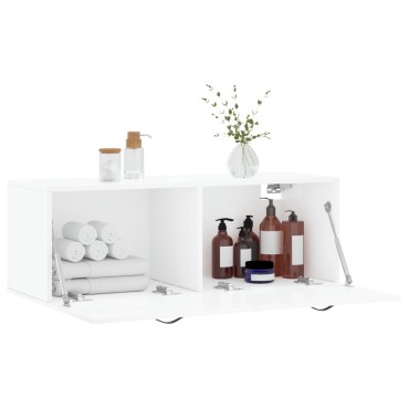 vidaXL Ντουλάπι Τοίχου Γυαλ. Λευκό 100x36,5x35cm Επεξεργ. Ξύλο 1 τεμ.