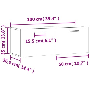vidaXL Ντουλάπι Τοίχου Γκρι Sonoma 100x36,5x35cm Επεξεργασμένο Ξύλο 1 τεμ.