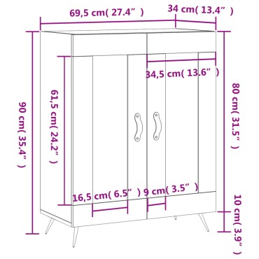 vidaXL Ντουλάπι Γκρι Σκυροδέματος 69,5x34x90cm Επεξεργασμένο Ξύλο 1 τεμ.