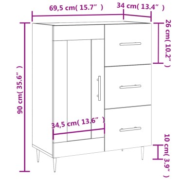 vidaXL Ντουλάπι Λευκό 69,5x34x90cm από Επεξεργασμένο Ξύλο 1 τεμ.