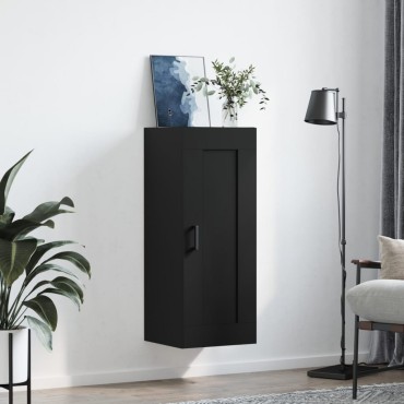 vidaXL Ντουλάπι Τοίχου Μαύρο 34,5x34x90cm από Επεξεργασμένο Ξύλο 1 τεμ.