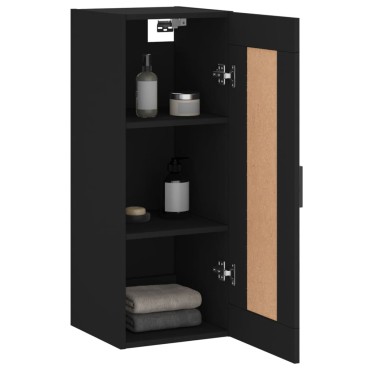 vidaXL Ντουλάπι Τοίχου Μαύρο 34,5x34x90cm από Επεξεργασμένο Ξύλο 1 τεμ.