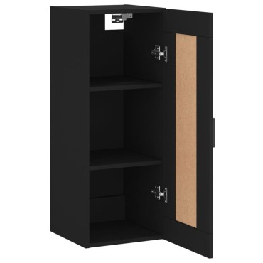 vidaXL Ντουλάπι Τοίχου Μαύρο 34,5x34x90cm από Επεξεργασμένο Ξύλο 1 τεμ.